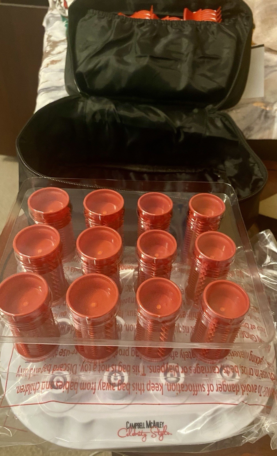 A set of Calista Tools Ion Hot 12 rollers, 12 clips & travel PROTEC TOOLS bag  