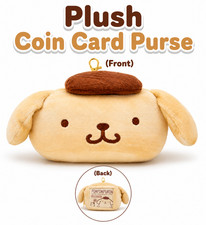 New Yellow Dog Pompompurin Plush Coin ID Pass Picture Clip Reel Holder Wallet