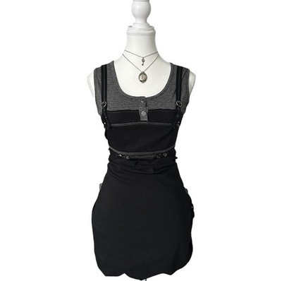 Y2K  Cache Cache  Black Utility Cargo Style Parachute Sleeveless Midi Dress