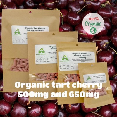 Organic Tart Cherry Extract (Prunus cerasus) capsules 500mg and 650mg