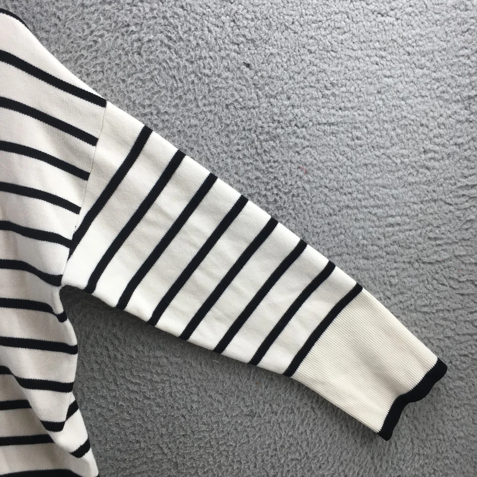 Suéteres MNG Para Mujer Grandes Blanco Tejido Pullover Manga Larga Rayas Cuello en V Informales Foto 4 de 4