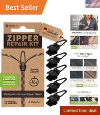 Zipper Pull Replacement - 5pcs, Black, Narrow - Instant Slider Multipack