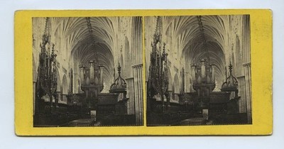 Exeter Kathedrale Innenraum um 1860 Stereoview von GW Wilson England 