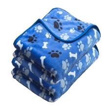 Dog Blanket Paw Bone Pattern 1 Pack 2 60 50 inch Pack of 2 Blue paw Bone