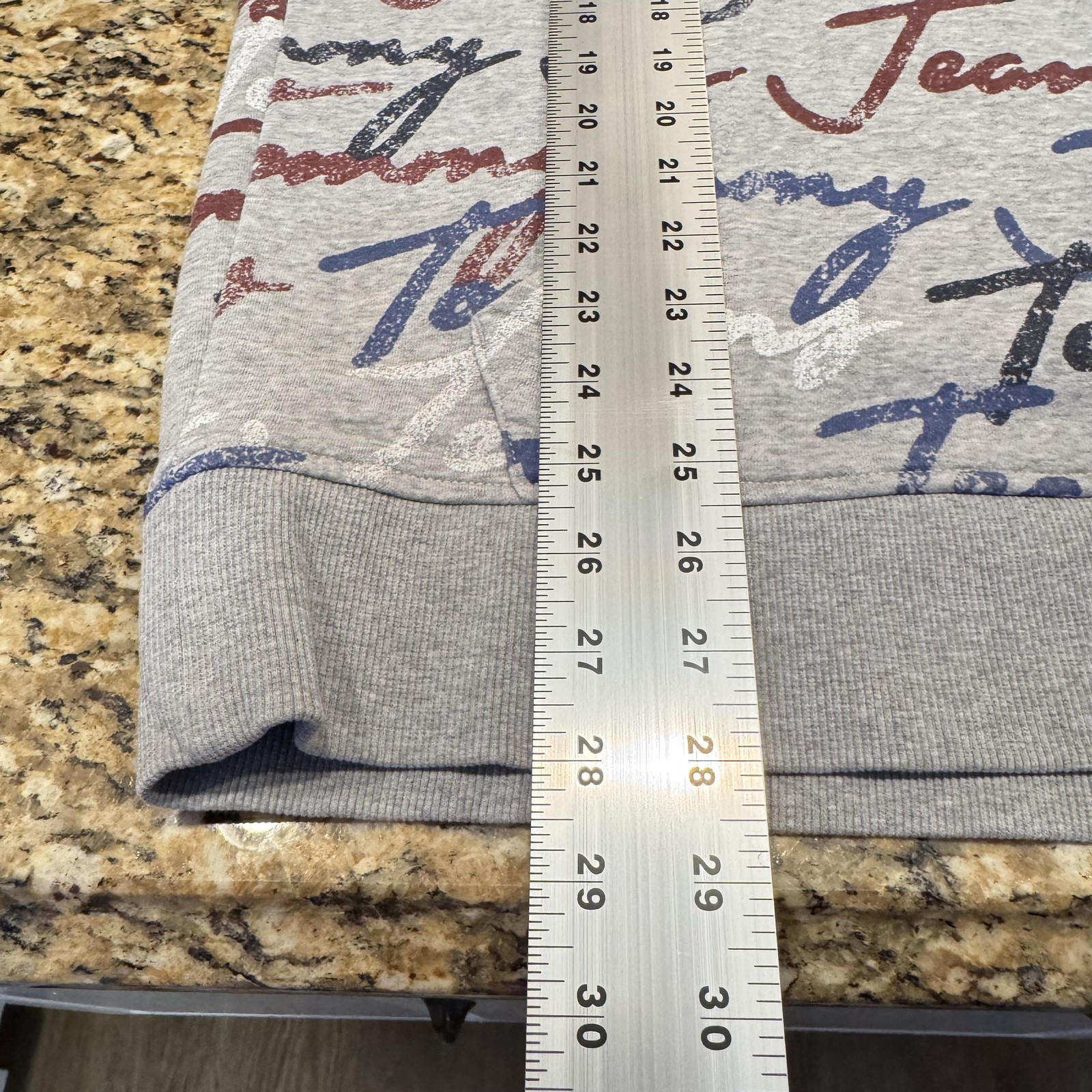 Tommy Jeans Hoodie Mens Large Gray Allover Graphic Logo Script Fleece Pullover thumbnail 6