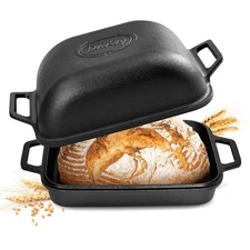 9QT Dutch Oven Enameled Cast Iron Bread Oven with Lid for Sourdough Baking Black