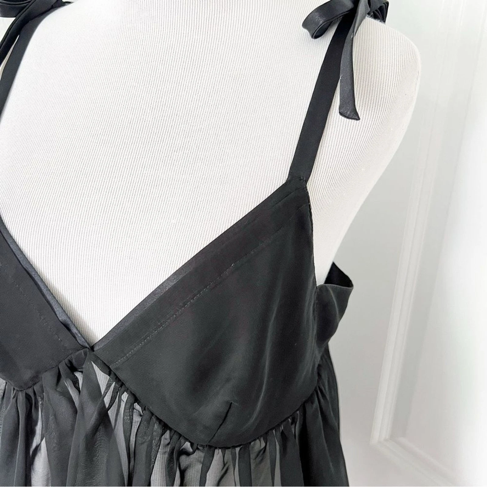 UNDERCOVER Vestito babydoll vintage Victoria's Secret nero trasparente chemise Medium