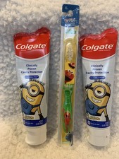 2x Pasta de dientes Colgate Kids Minion y cepillo de dientes Elmo Crest Exp10/25