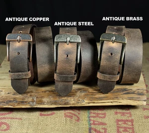 Ceinture en cuir de Buffalo à grain complet fait main 1.5” | Cheval fou USA Ceinture de travail fabriquée