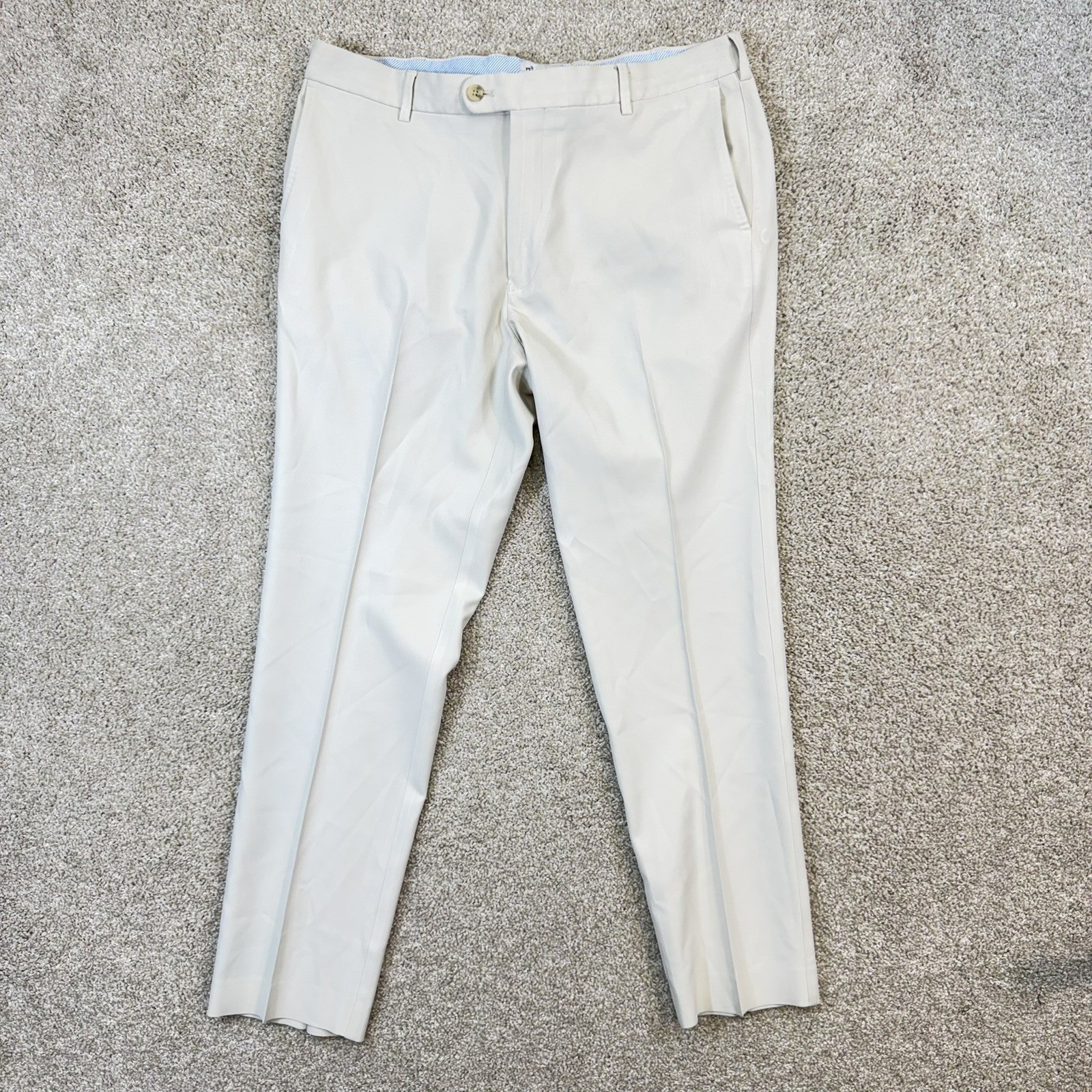 Peter Millar Mens 35x30 Classic Fit Flat Front Casual Chino Pants Khaki