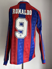 FC Barcelona Kappa 1996 1997 #9 Ronaldo Red Blue Football Shirt Size Large L