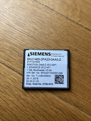 SIEMENS SIMOTION D4x5-2 6AU1 Memory Card V5.2 SP 1GB CPU PLC MC Servo Motion TIA