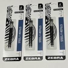 6 BLACK INK F refill for Zebra F-301 F301 Ball Point Pen Fine 0.7mm cartouche