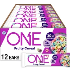 ONE Protein Bars Fruity Cereal, Gluten-Free, 20g Protein, 1g Sugar, 12-Pack