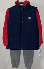 Nautica 3-Piece Outfit Boys Sz 7, Vest, Long Sleeve Shirt, Sweatpants- NWTS