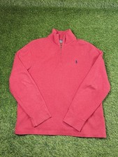VTG Polo Ralph Lauren 1/4 Zip Sweater Mens Sz M Red Blue Pony Y2K Preppy
