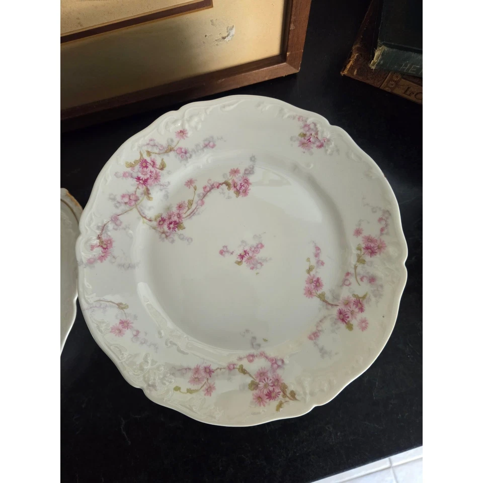 Theodore Haviland Limoges Francia Rosa Floral 13 piezas Porcelana 1900-1920 Antiguo Foto 3 de 4