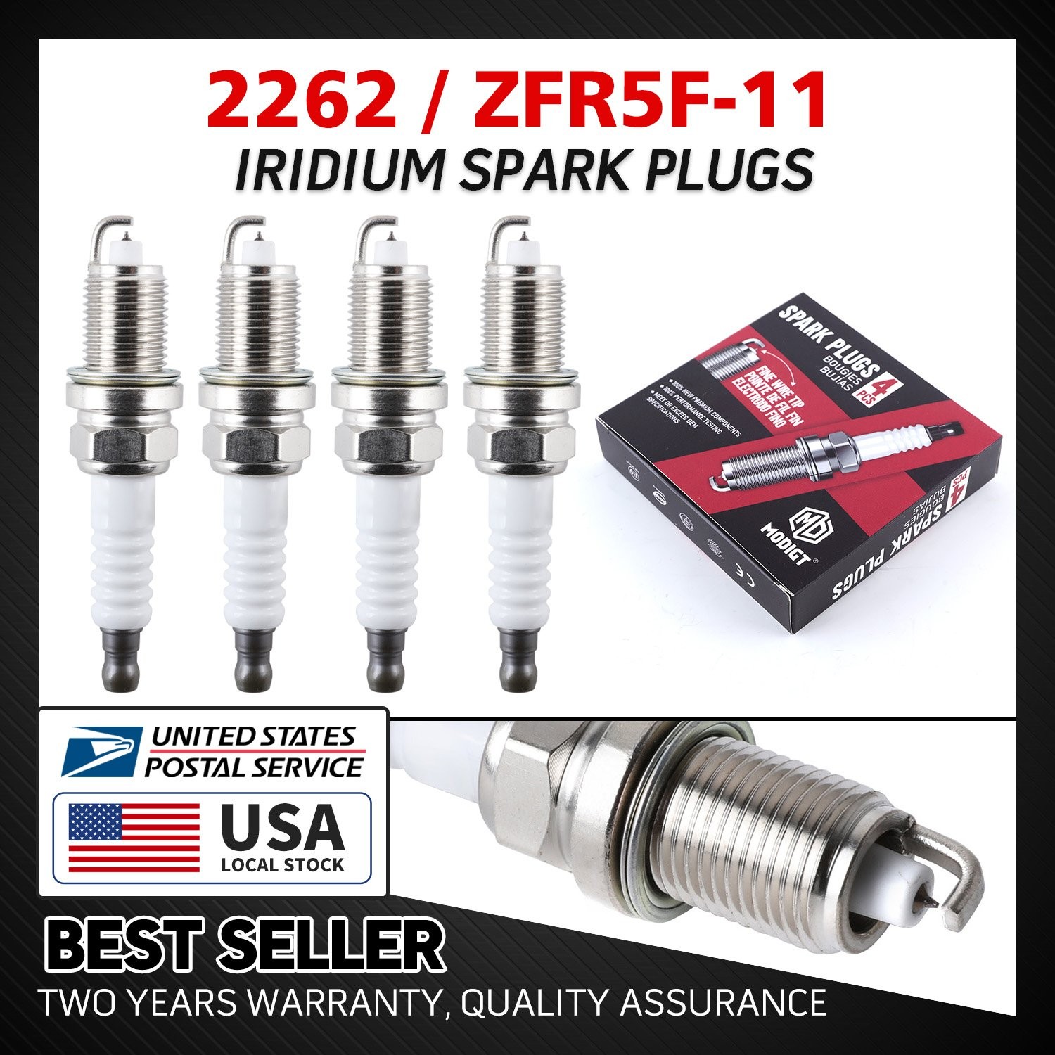 Set of 4 For NGK 2262 Spark Plugs Iridium ZFR5F11 for Chrysler Dodge Honda Mazda