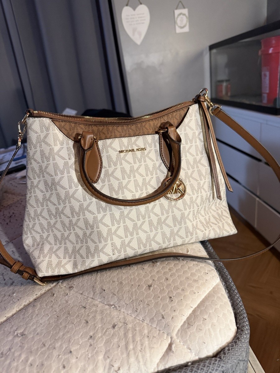 ☆極美品‼️特価‼️Michael Kors ベージュ ハンドバッグ Michael Kors Logo Shoulder Bag Beige Brown Detachable Strap Zip