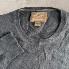 Black Brown 2 Ply Cashmere Sweater Men's XL Crewneck Blue Long Sleeve Luxury