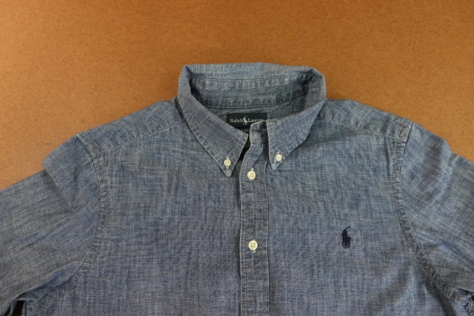 Camisa Ralph Lauren Niños Grande (14-16) Azul Algodón Denim Manga Larga Botón Delantero Foto 2 de 4