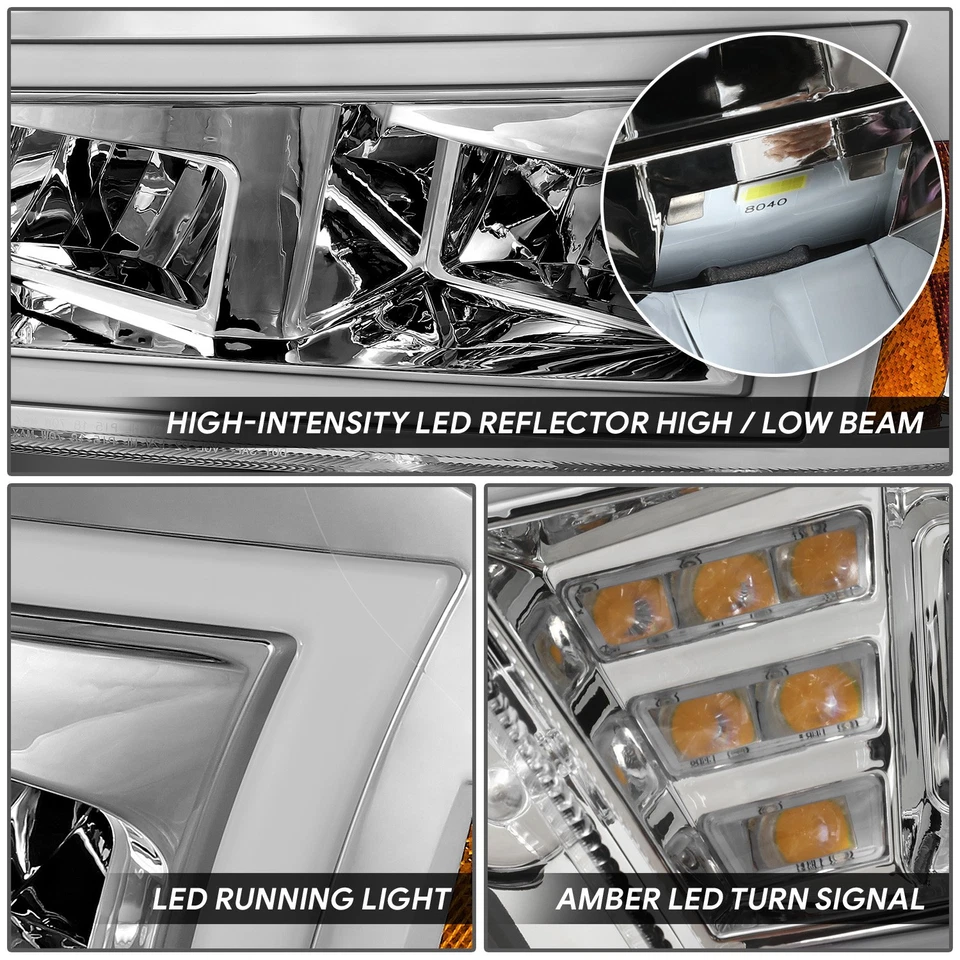 Para 2011-2014 Dodge Charger Full LED DRL âmbar lâmpada de seta farol cromado - Imagem 3 de 4