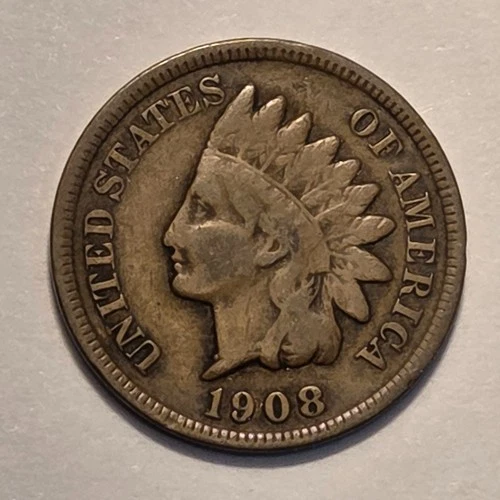 #4 "good++" Nicer Low Mintage 1908 S Indian Head Cent