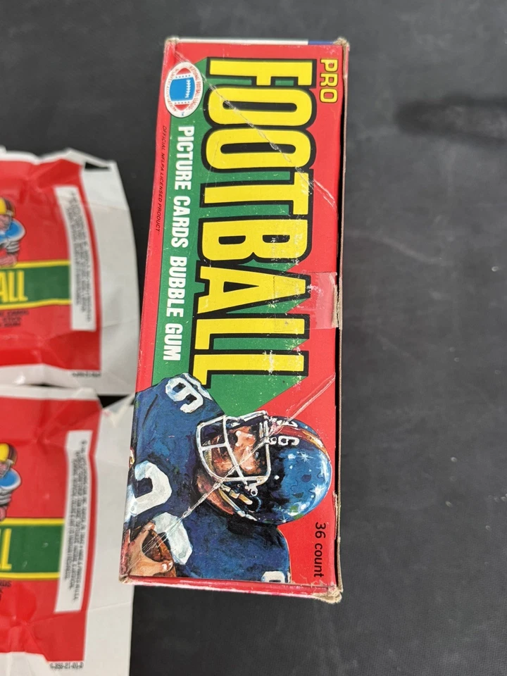 Caja de exhibición vacía de cera de fútbol americano Topps 1980 con 36 envoltorios Foto 3 de 4
