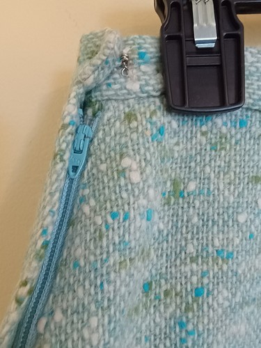Vintage 1960's A Line Turquoise Midi Boucle Wool Skirt Xs - Picture 7 of 7