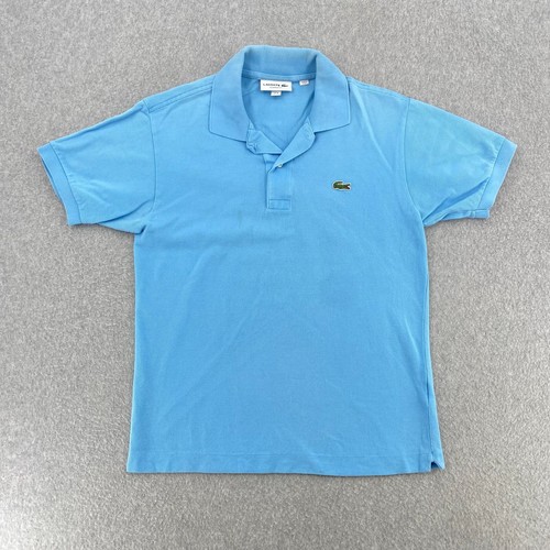 LACOSTE Hemd Herren XS Gr. 2 Himmelblau Kurzarm Classic Crocodile Logo Polo