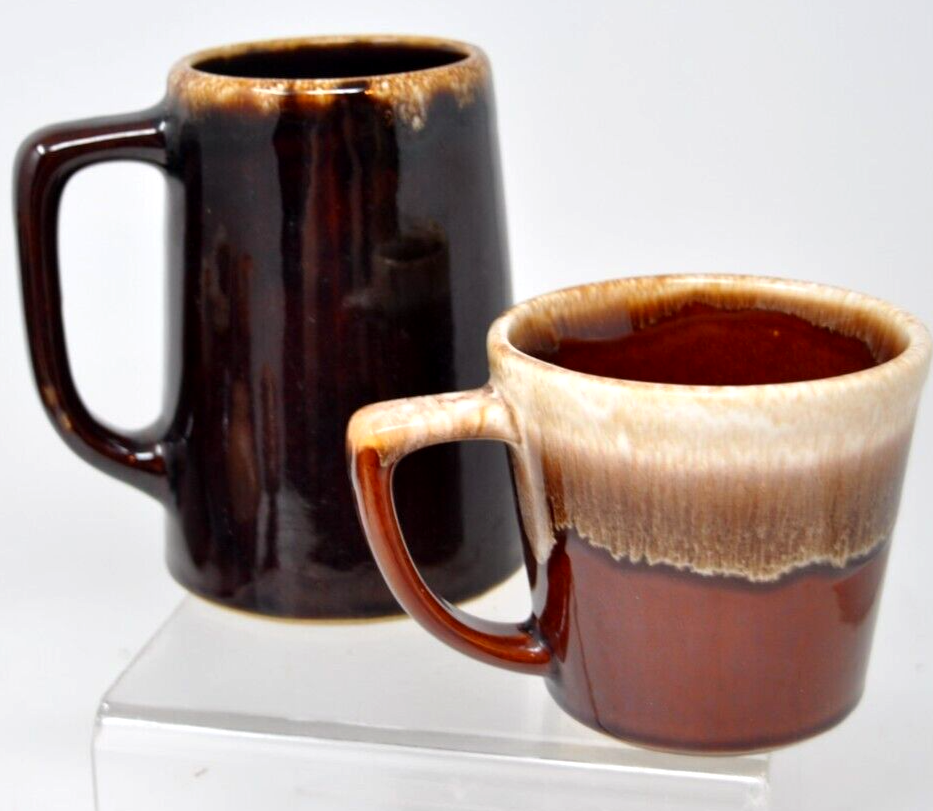 Vtg McCoy STEIN & COFFEE MUG USA Pottery Brown Drip Speckle Glaze eBay