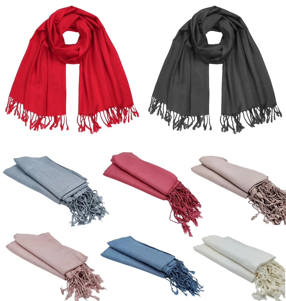 180cm Pashmina Scarf 100% Soft Viscose Shawl Solid Colour Throw Wrap Stole Hijab
