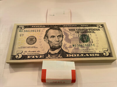 NEW Uncirculated $5 (Five) Dollar Bill Note  USD BEP --2021