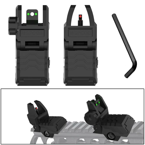 Foldable Iron Sights Flip-up Front and Rear Sight Fiber Optics Dual Aiming New - Picture 6 of 14