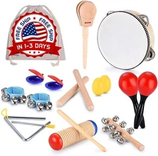 Juguetes Musicales Para Bebés, Tambor De Percusión, Pandereta De Madera (Rojo)..