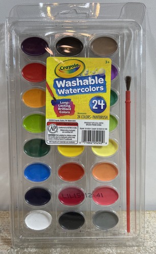 Crayola 24-Color Washable Watercolors & Brush NEW - Picture 1 of 2