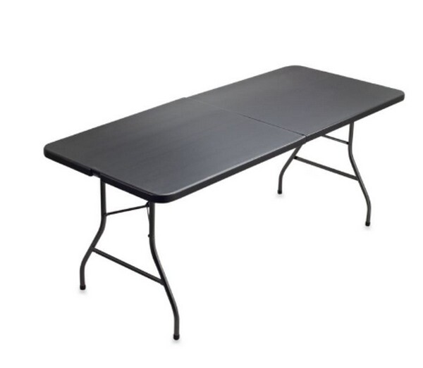 Cosco Deluxe 6 Foot 30 Inch Fold In Half Blow Molded Folding Table Black