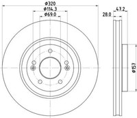 Hella 8DD 355 132-251 Bremsscheibe Vorne FüR Hyundai KIA
