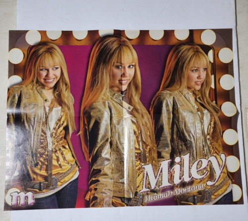 Affiche double face Miley Cyrus Robert Pattinson Taylor Lautner découpe 20x16 - Photo 1 sur 2