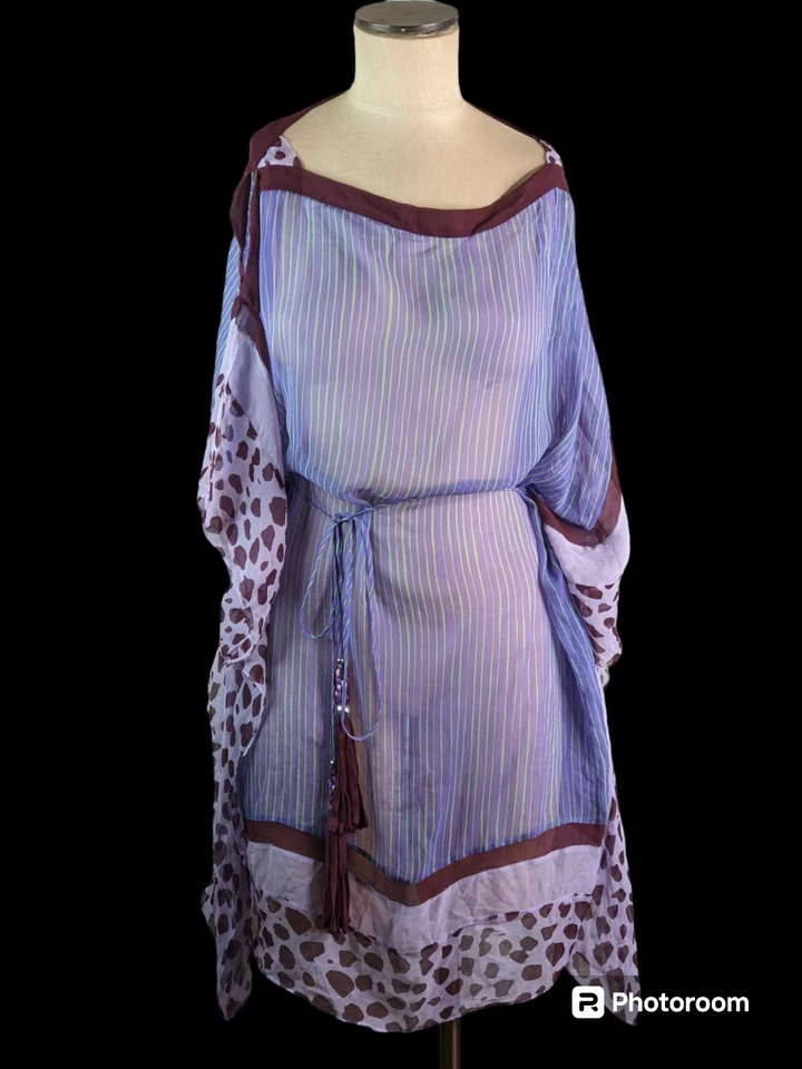 Diane Von Furstenberg Kainda Silk Sheer Swim Coverup, M, Usado en Excelente Condición Foto 4 de 4