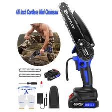 4/6 In Cordless Electric Chainsaw Handheld Mini Wood Cutter Tool One Hand Saw