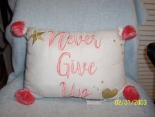 Marmalade Never Give Up Oblong Pillow New With Tags 14" x 11"