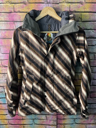 BURTON Size X-Small Womens DryRide Hooded Striped Winter Ski Board Jacket Coat❄️ - Afbeelding 1 van 18