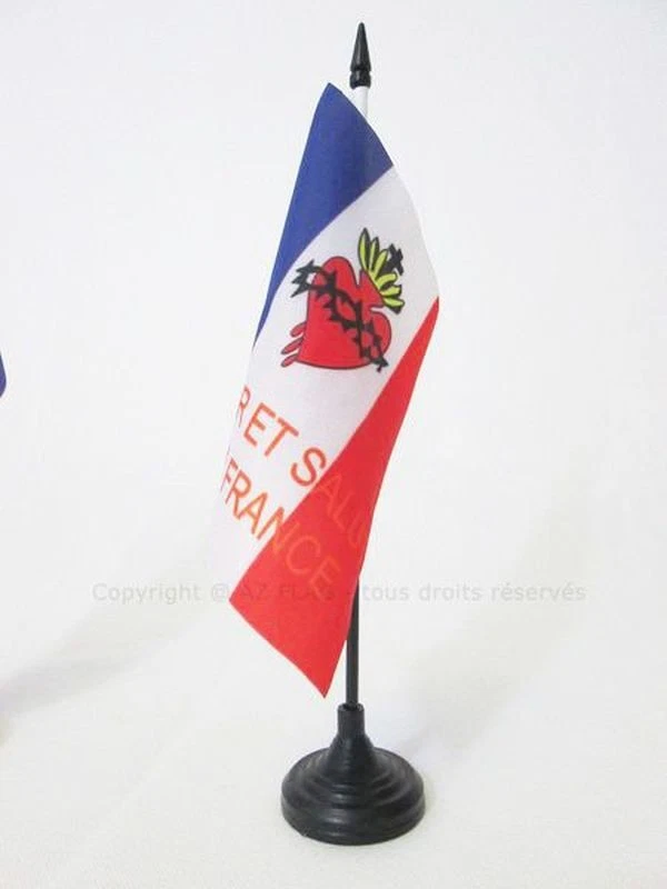 AZ FLAG DRAPEAU DE TABLE ESPOIR ET SALUT DE LA FRANCE 15x15cm - PETIT DRAPEAUX DE BUREAU