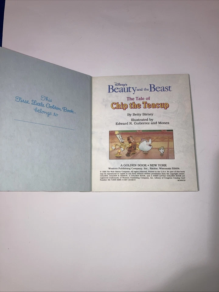 Disney Beauty and The Beast Chip The Teacup First Little Golden Book #10152-23 ( Foto 3 de 4