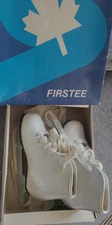 Vintage 1980s FIRSTEE Double-Blade White Figure Skates Girl's Size 11 Style 21