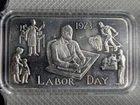 Vintage 1973 Labor Day Art Bar by Mt Everest Mint 1 Troy oz .999 Fine Silver Bar