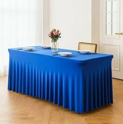 6 ft Rectangle Table Cloth with Skirt (Blue - 10% Spandex 90% Polyester)