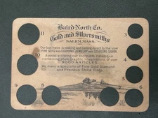 Victorian trade card Baird North Jeweler Salem MA 1880s die cut Ring Sizer A76