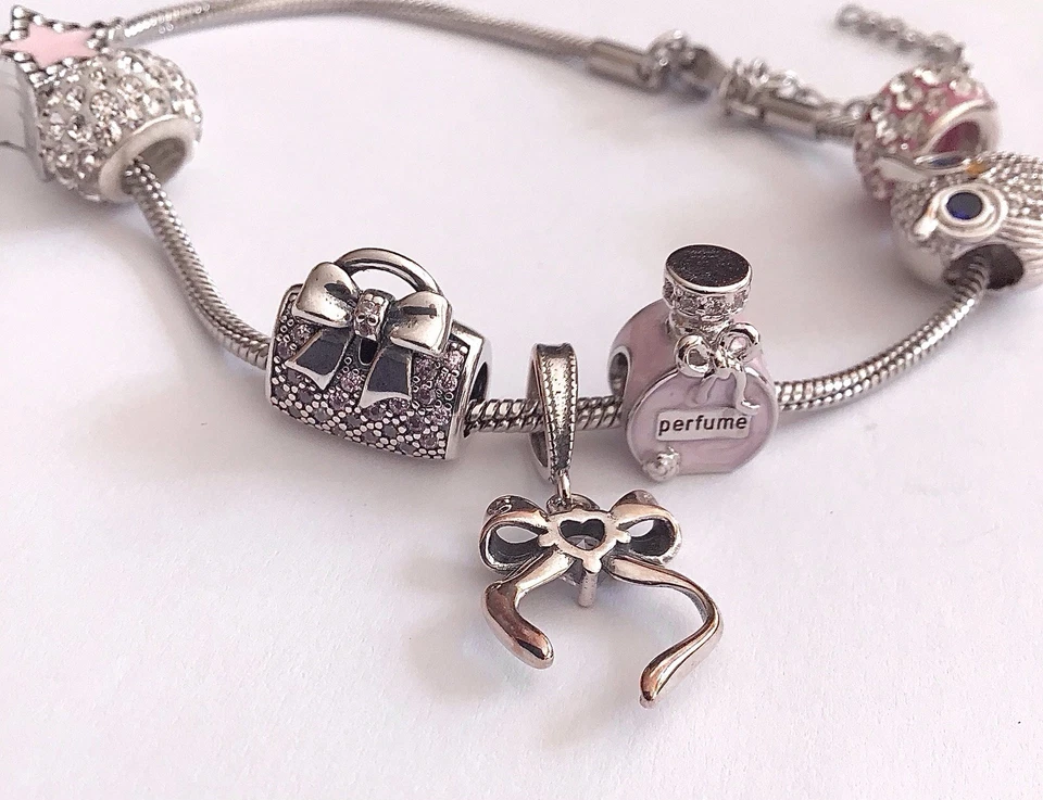 Charm Anhänger „Perfume“ + Accessoires Silber plattiert Schlangenarmband🎀 - Bild 3 von 4